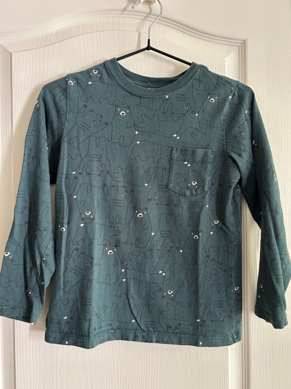 Hanna Andersson Boys 130 8 Long Sleeve Shirt Bears Green